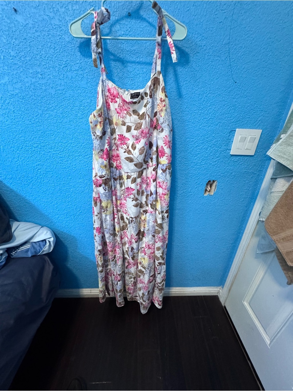 Lane Bryant White Floral Maxi Dress with Pink & Green Print
